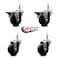Service Caster 3.5'' Phenolic Wheel Swivel 7/16'' Grip Ring Stem Caster Set 2 Brakes, 4PK SCC-GR20S3514-PHS-PLB-716138-2-S-2 - alternate 2
